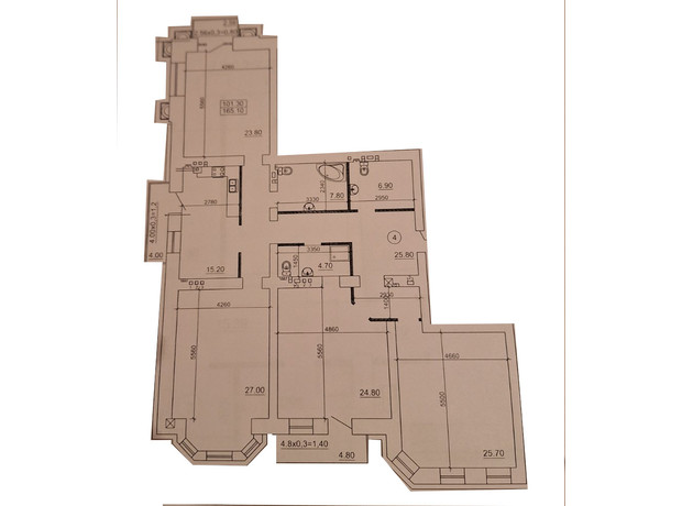 ЖК Виндзор: планировка 4-комнатной квартиры 170 м²