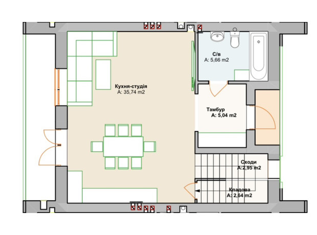 КГ Expanse: планировка 4-комнатной квартиры 113.5 м²