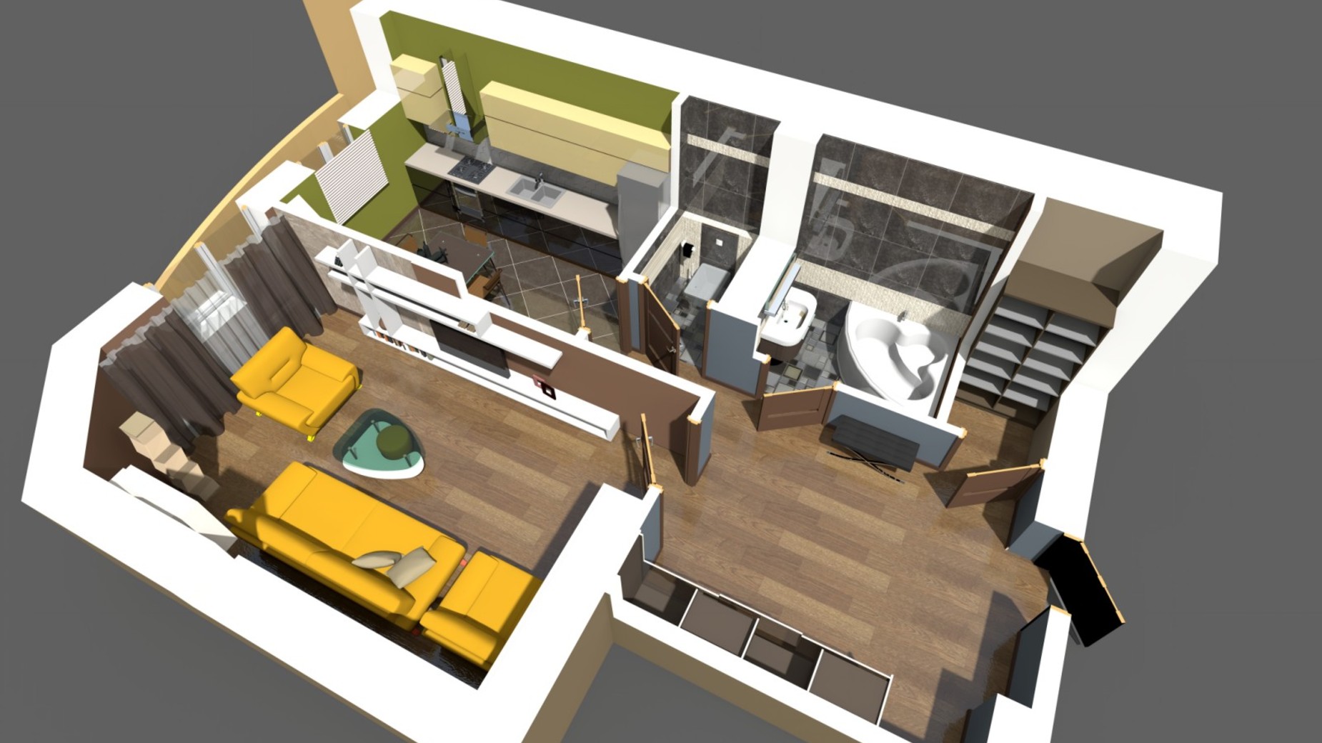 Планування 1-кімнатної квартири в ЖК Europa Haus 56.4 м², фото 639225