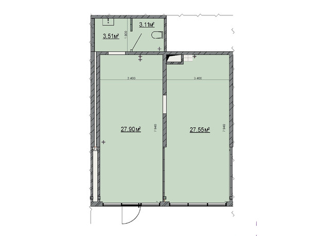 ЖК Smart: планування приміщення 61.64 м²