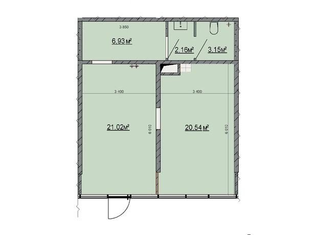 ЖК Smart: планування приміщення 57.5 м²