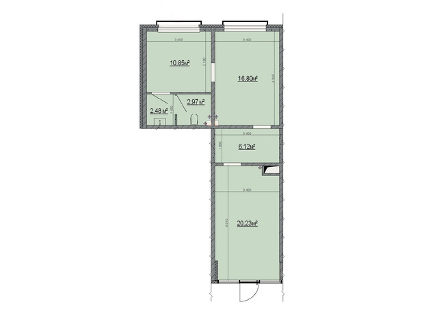 ЖК Smart: планування приміщення 59.37 м²