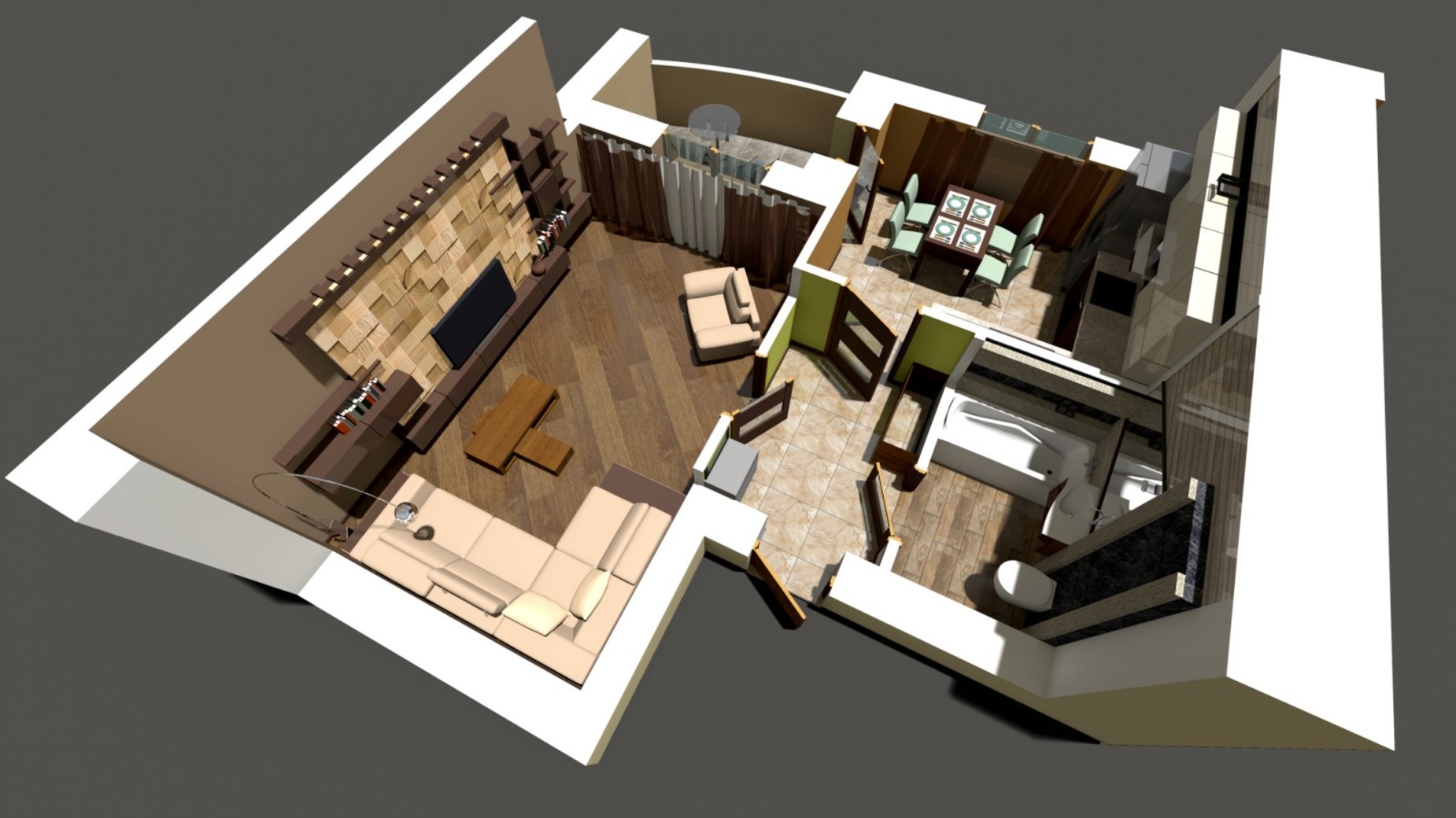Планування 1-кімнатної квартири в ЖК Europa Haus 48.7 м², фото 639235