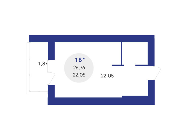 ЖК Атмосфера: планировка 1-комнатной квартиры 26.76 м²