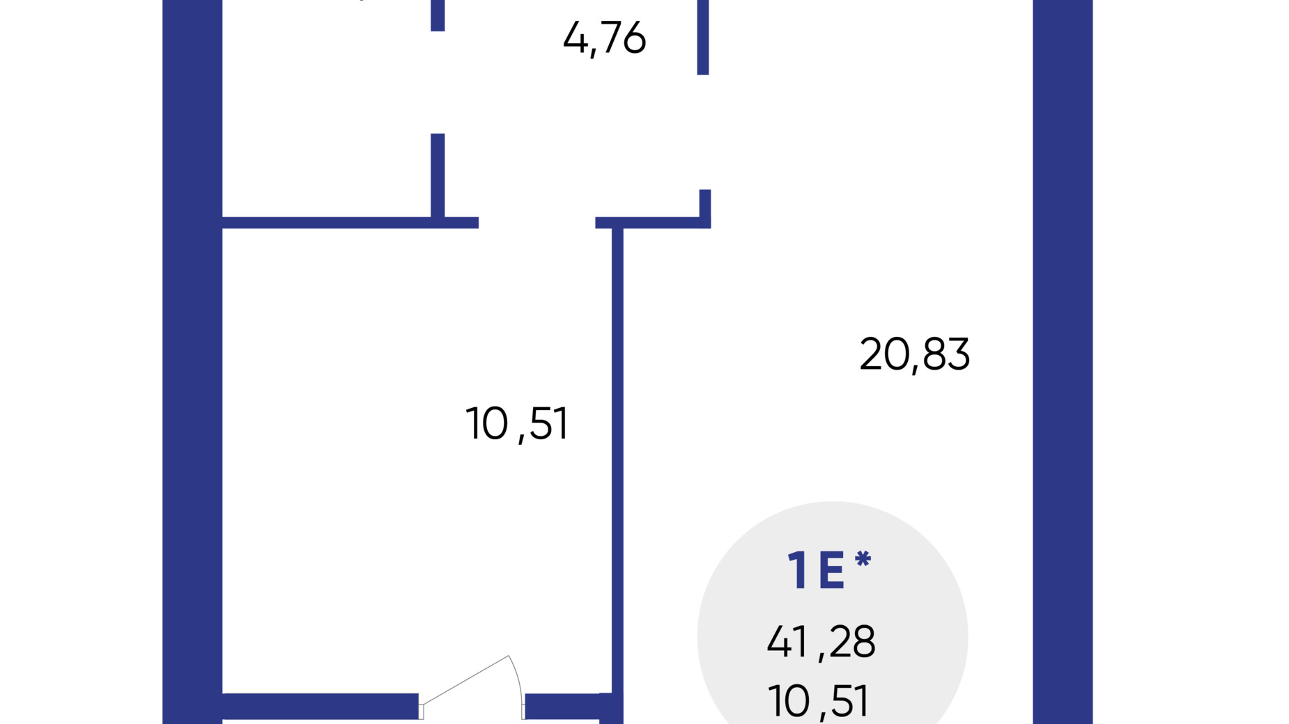 Планировка 1-комнатной квартиры в ЖК Атмосфера 41.28 м², фото 639485