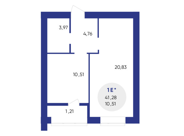 ЖК Атмосфера: планування 1-кімнатної квартири 41.28 м²