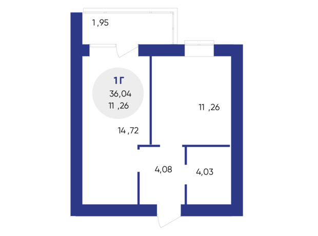 ЖК Атмосфера: планировка 1-комнатной квартиры 36.04 м²