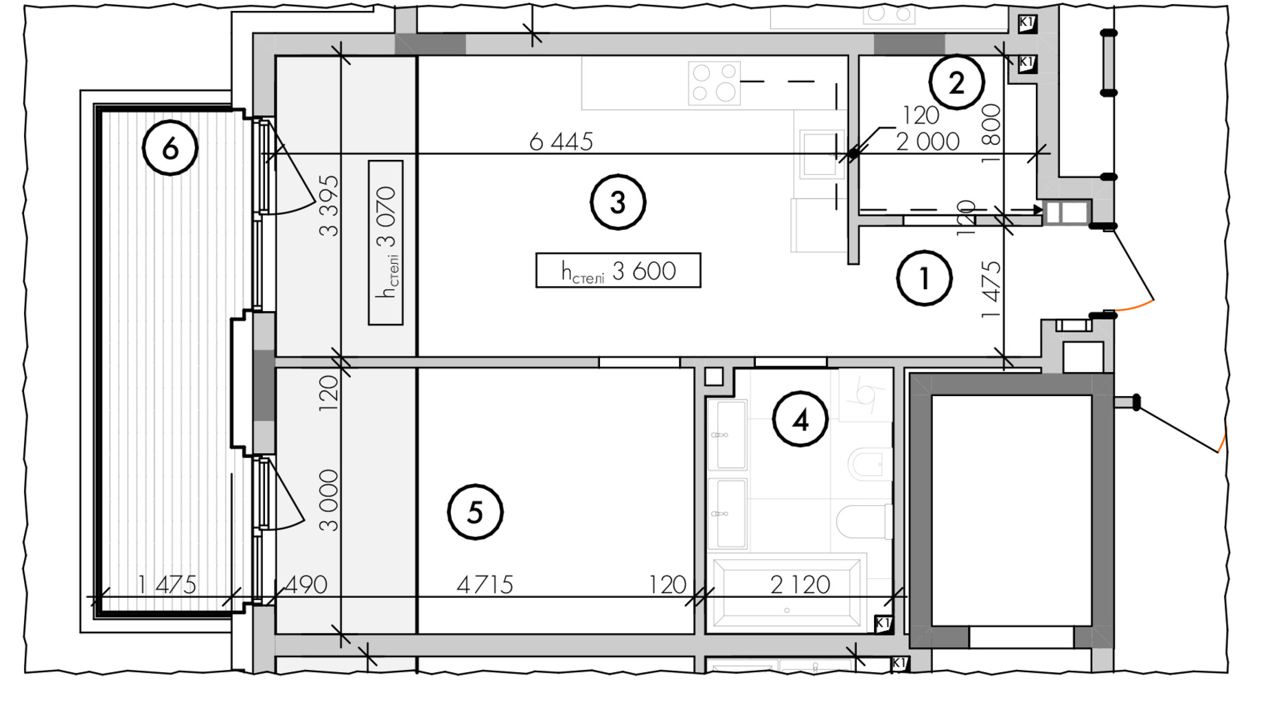Планування 1-кімнатної квартири в ЖК Willbe Green Residence 52.16 м², фото 639555