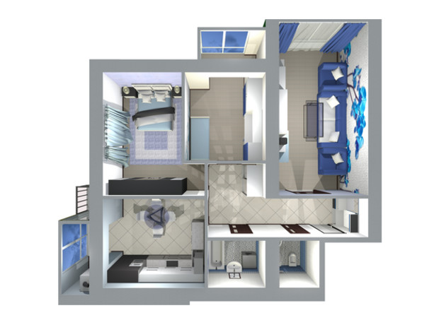 ЖК Нова Будова-2: планировка 3-комнатной квартиры 85 м²