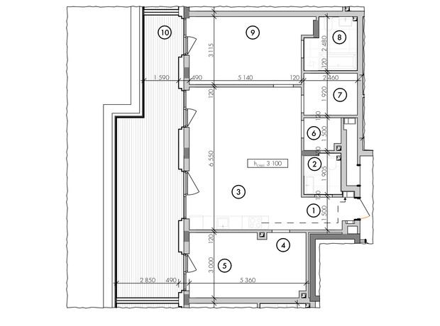 ЖК Willbe Green Residence: планировка 2-комнатной квартиры 94.18 м²