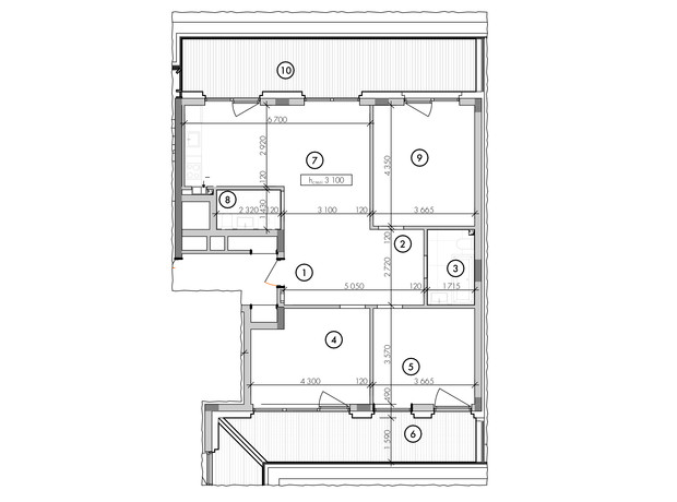 ЖК Willbe Green Residence: планировка 3-комнатной квартиры 98.19 м²