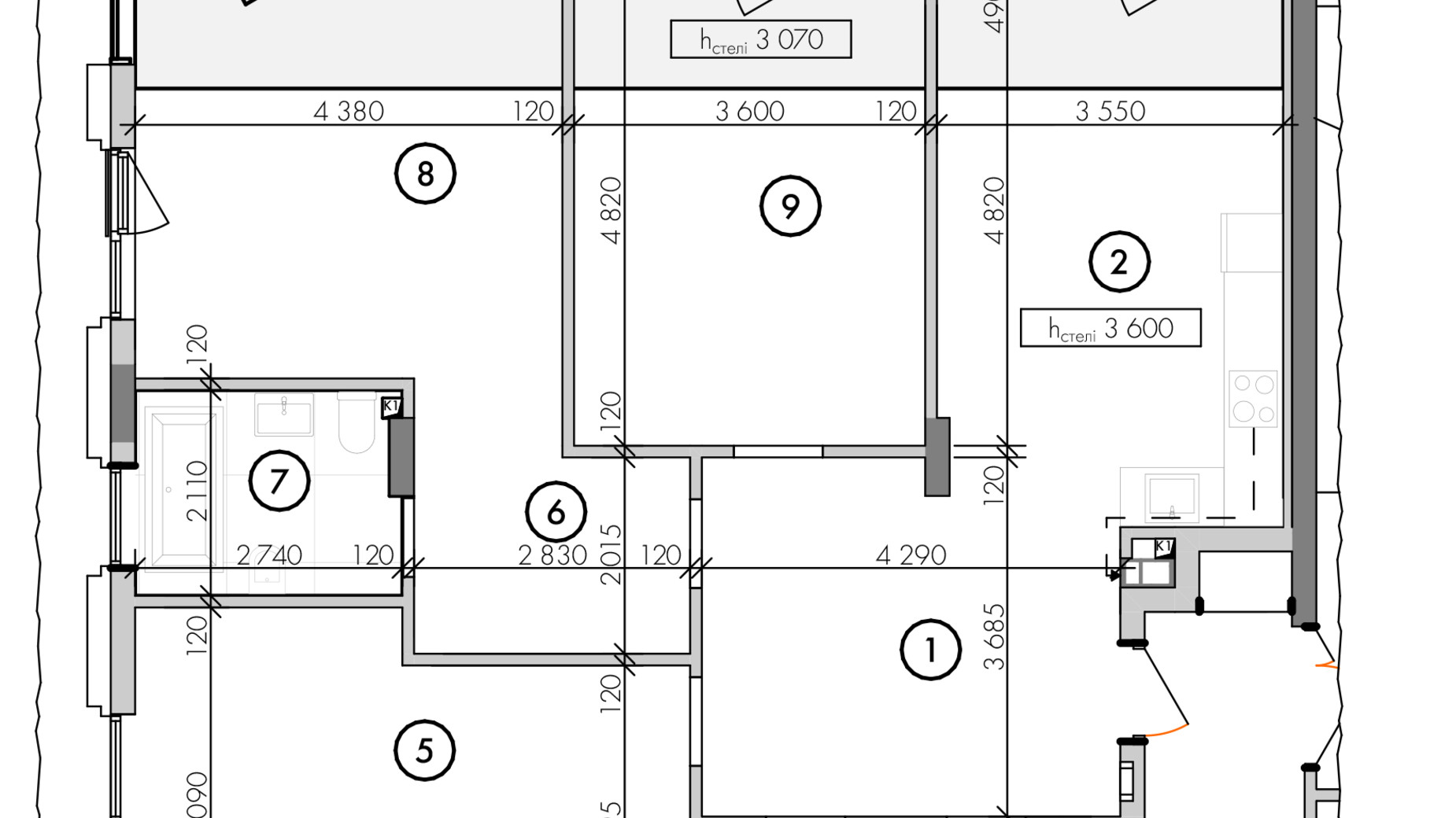Планування 3-кімнатної квартири в ЖК Willbe Green Residence 113.29 м², фото 639568