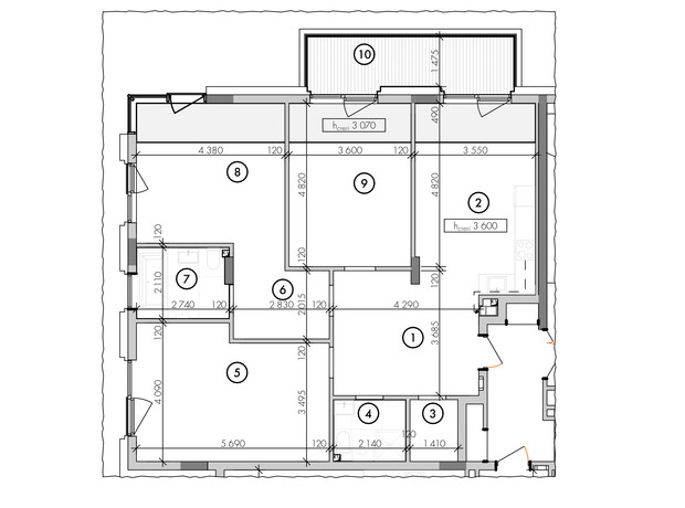 ЖК Willbe Green Residence: планировка 3-комнатной квартиры 113.29 м²