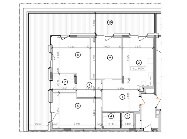 ЖК Willbe Green Residence: планировка 3-комнатной квартиры 127.76 м²