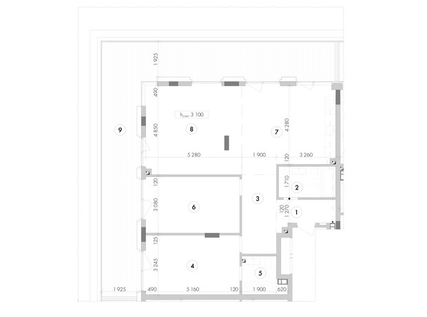 ЖК Willbe Green Residence: планировка 3-комнатной квартиры 118.77 м²