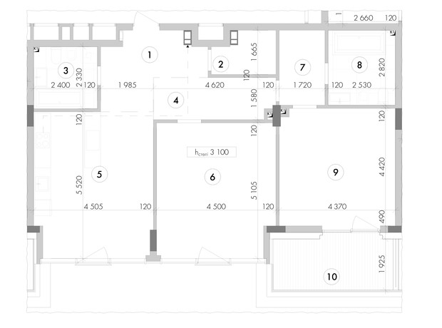 ЖК Willbe Green Residence: планировка 2-комнатной квартиры 105.39 м²