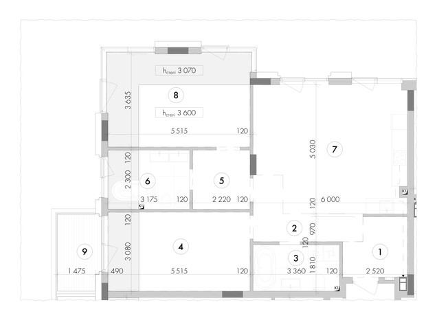 ЖК Willbe Green Residence: планировка 2-комнатной квартиры 97.17 м²