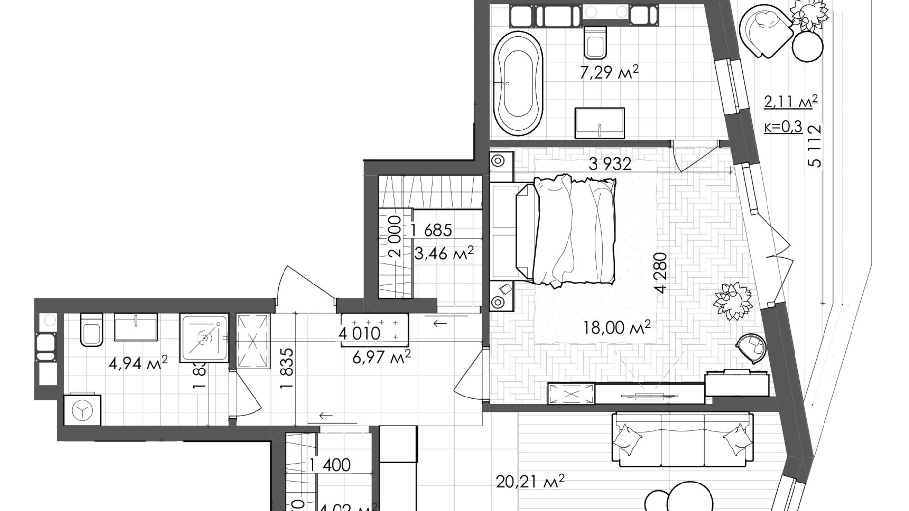 Планировка 1-комнатной квартиры в ЖК Krauss Gallery 67 м², фото 639591