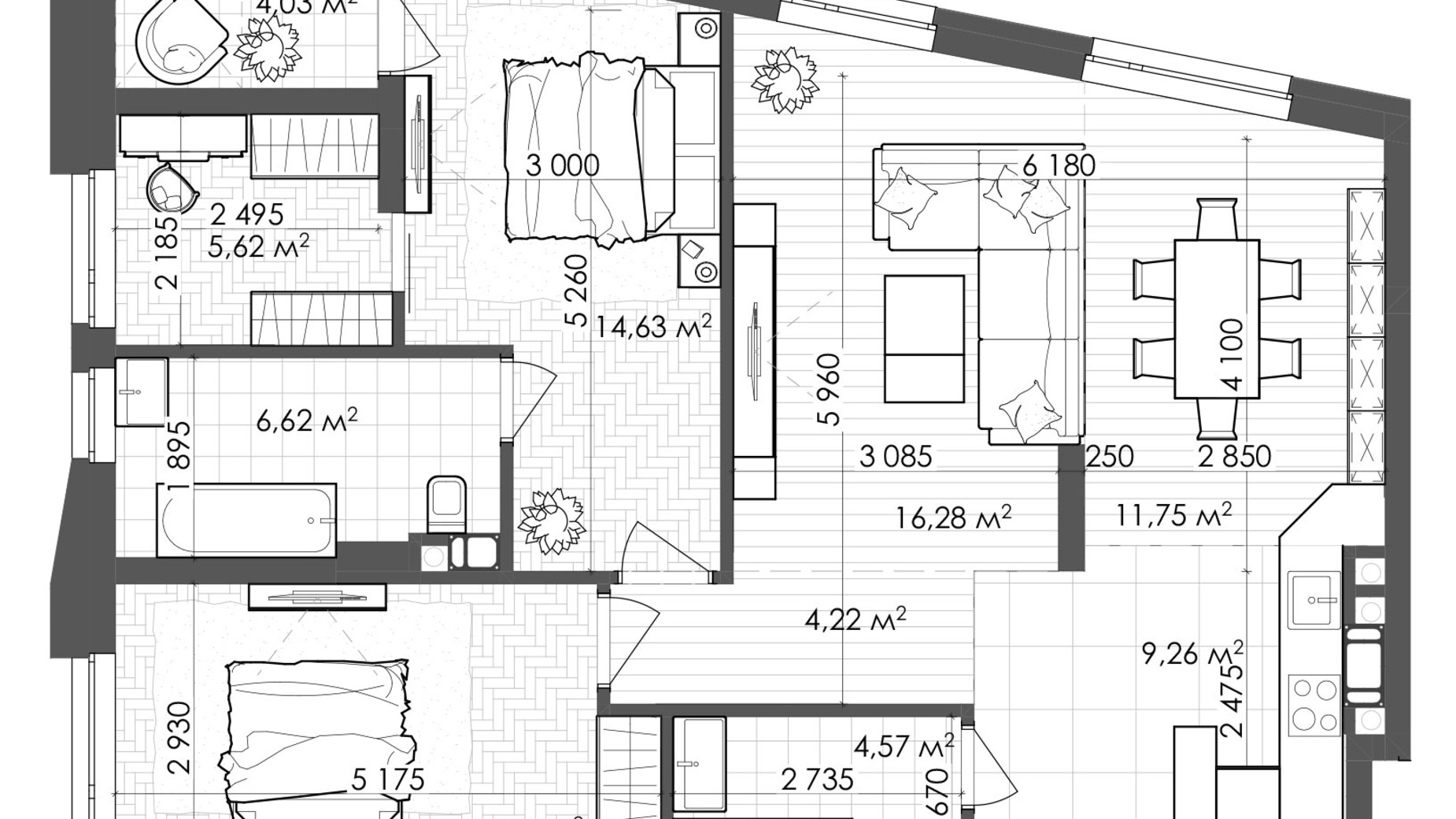 Планировка 2-комнатной квартиры в ЖК Krauss Gallery 99.84 м², фото 639600
