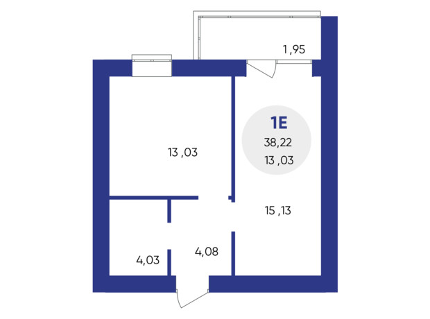 ЖК Атмосфера: планування 1-кімнатної квартири 38.22 м²