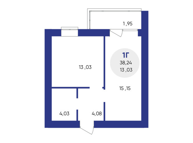 ЖК Атмосфера: планування 1-кімнатної квартири 38.24 м²