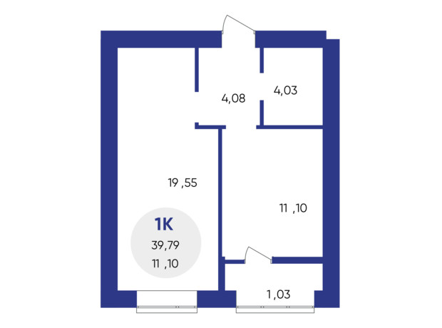 ЖК Атмосфера: планування 1-кімнатної квартири 40.13 м²