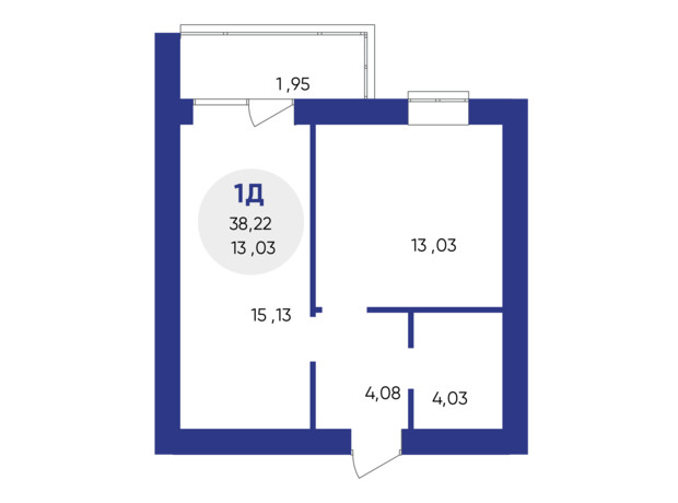 ЖК Атмосфера: планировка 1-комнатной квартиры 38.22 м²
