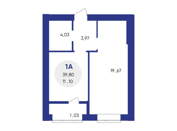 ЖК Атмосфера: планировка 1-комнатной квартиры 40.36 м²