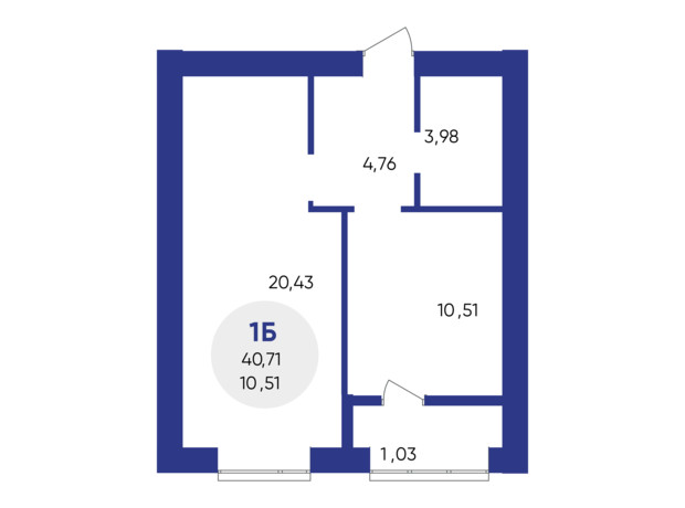 ЖК Атмосфера: планировка 1-комнатной квартиры 41.29 м²