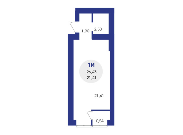 ЖК Атмосфера: планировка 1-комнатной квартиры 26.73 м²