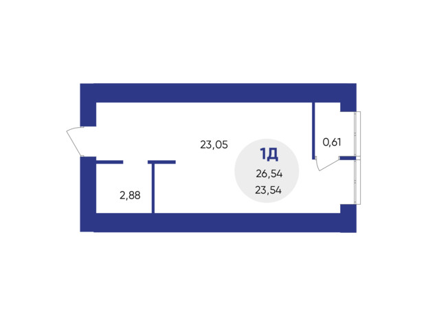 ЖК Атмосфера: планування 1-кімнатної квартири 26.79 м²