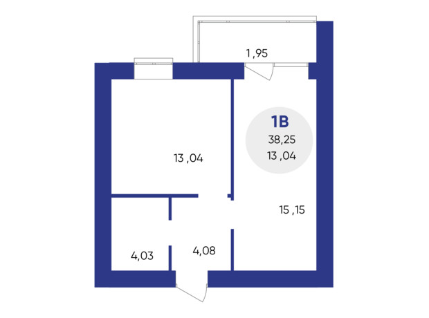 ЖК Атмосфера: планировка 1-комнатной квартиры 38.25 м²