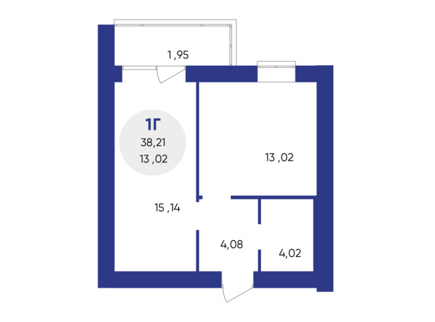 ЖК Атмосфера: планировка 1-комнатной квартиры 37.91 м²