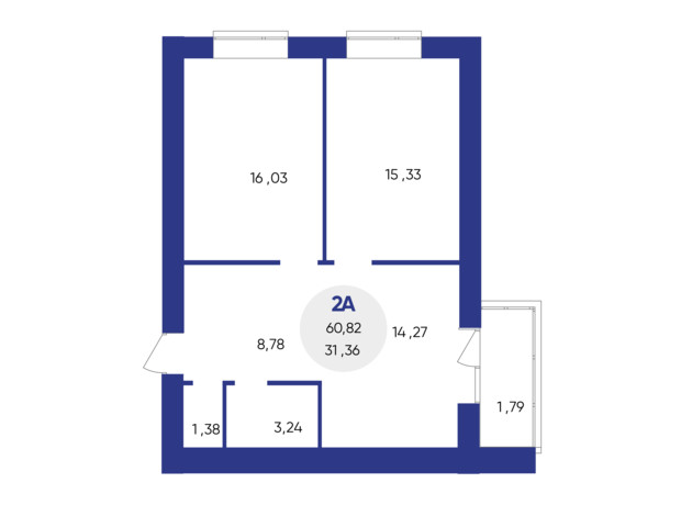 ЖК Атмосфера: планування 2-кімнатної квартири 60.82 м²