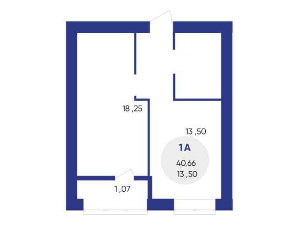 ЖК Атмосфера: планировка 1-комнатной квартиры 40.66 м²