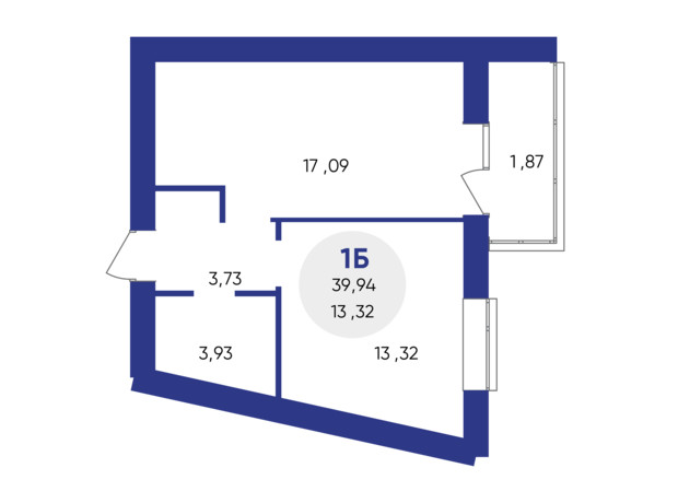 ЖК Атмосфера: планування 1-кімнатної квартири 39.94 м²