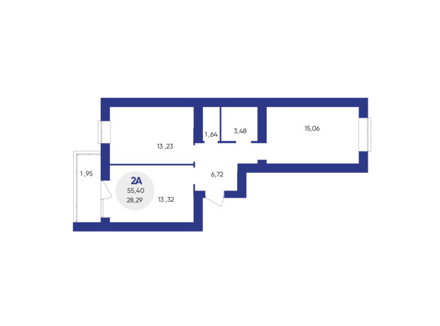 ЖК Атмосфера: планування 2-кімнатної квартири 55.4 м²