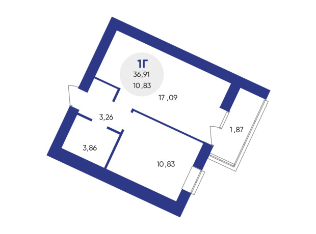 ЖК Атмосфера: планировка 1-комнатной квартиры 36.91 м²