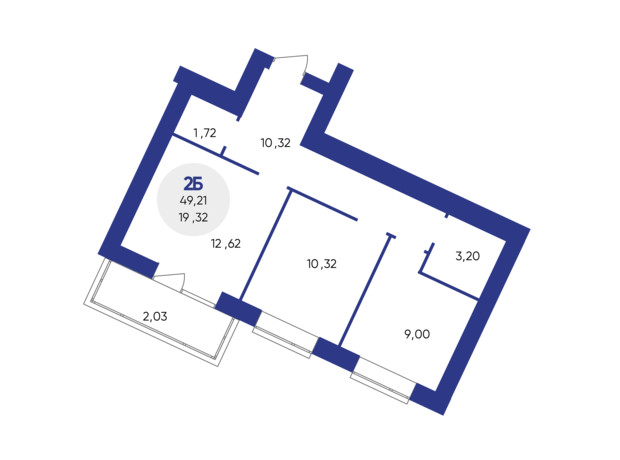 ЖК Атмосфера: планування 2-кімнатної квартири 49.21 м²