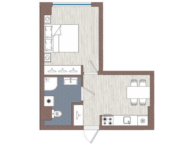 Апарт-комплекс Тиса Renovation: планування 1-кімнатної квартири 26 м²