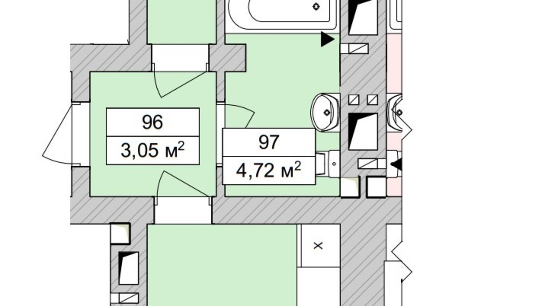 Планування 1-кімнатної квартири в ЖК Atmosfera Life 43.37 м², фото 639673