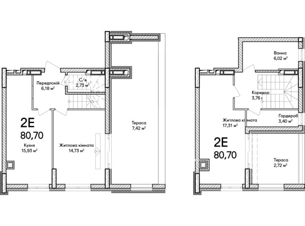 ЖК Синергия Сити: планировка 2-комнатной квартиры 62 м²