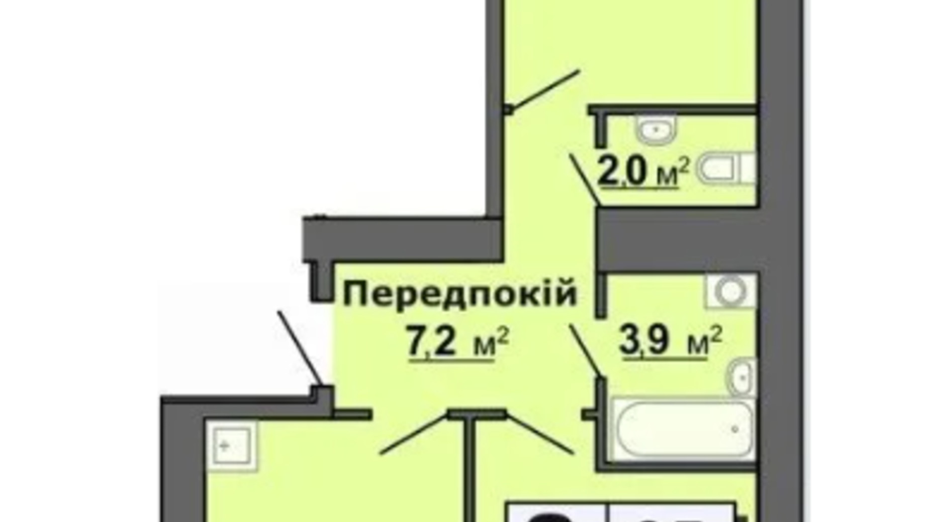 Планировка 2-комнатной квартиры в ЖК ул. Железнодорожная, 16 65 м², фото 639940