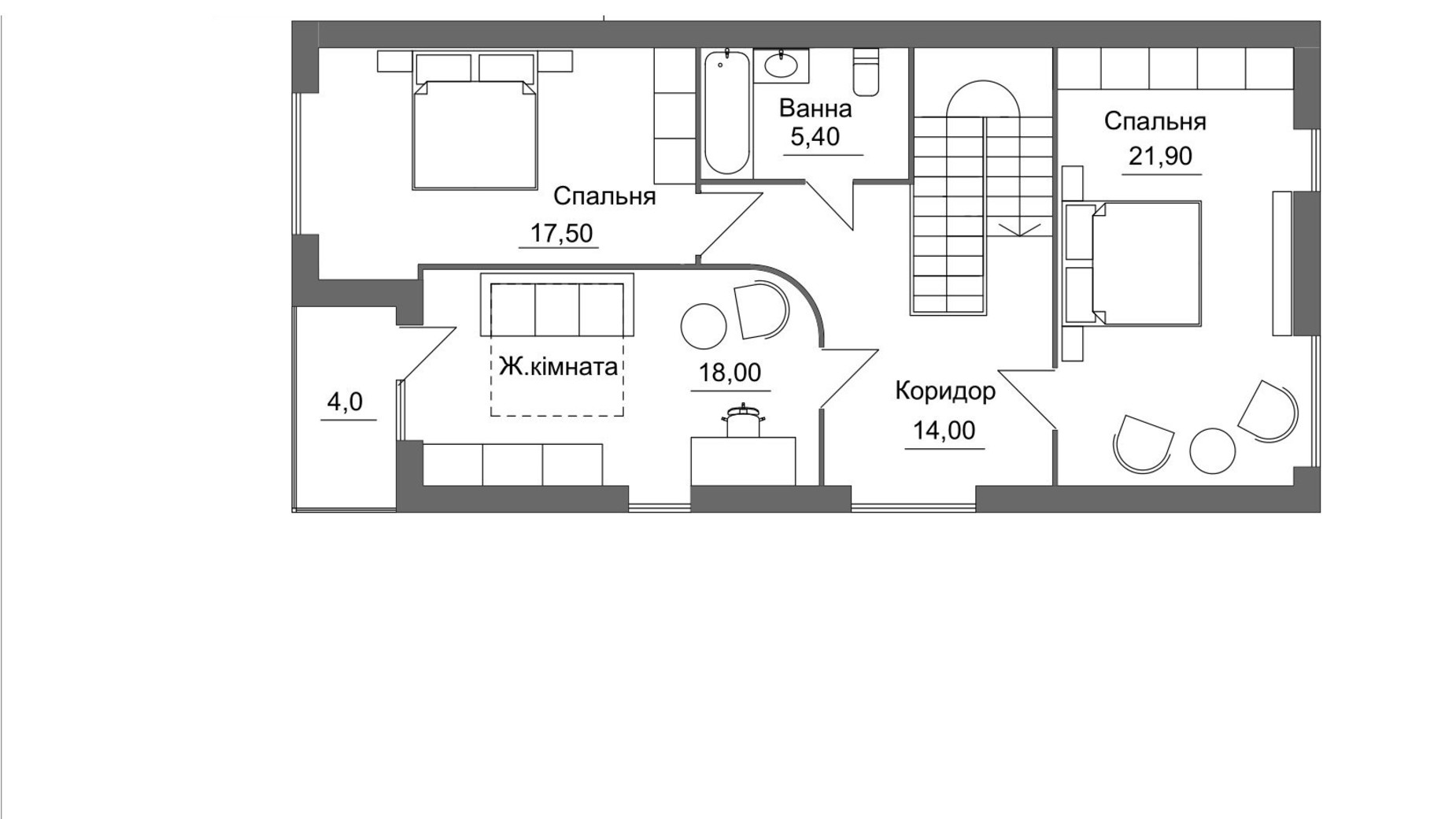 Планировка дуплекса в КГ Гаи Гречинские 160 м², фото 640053