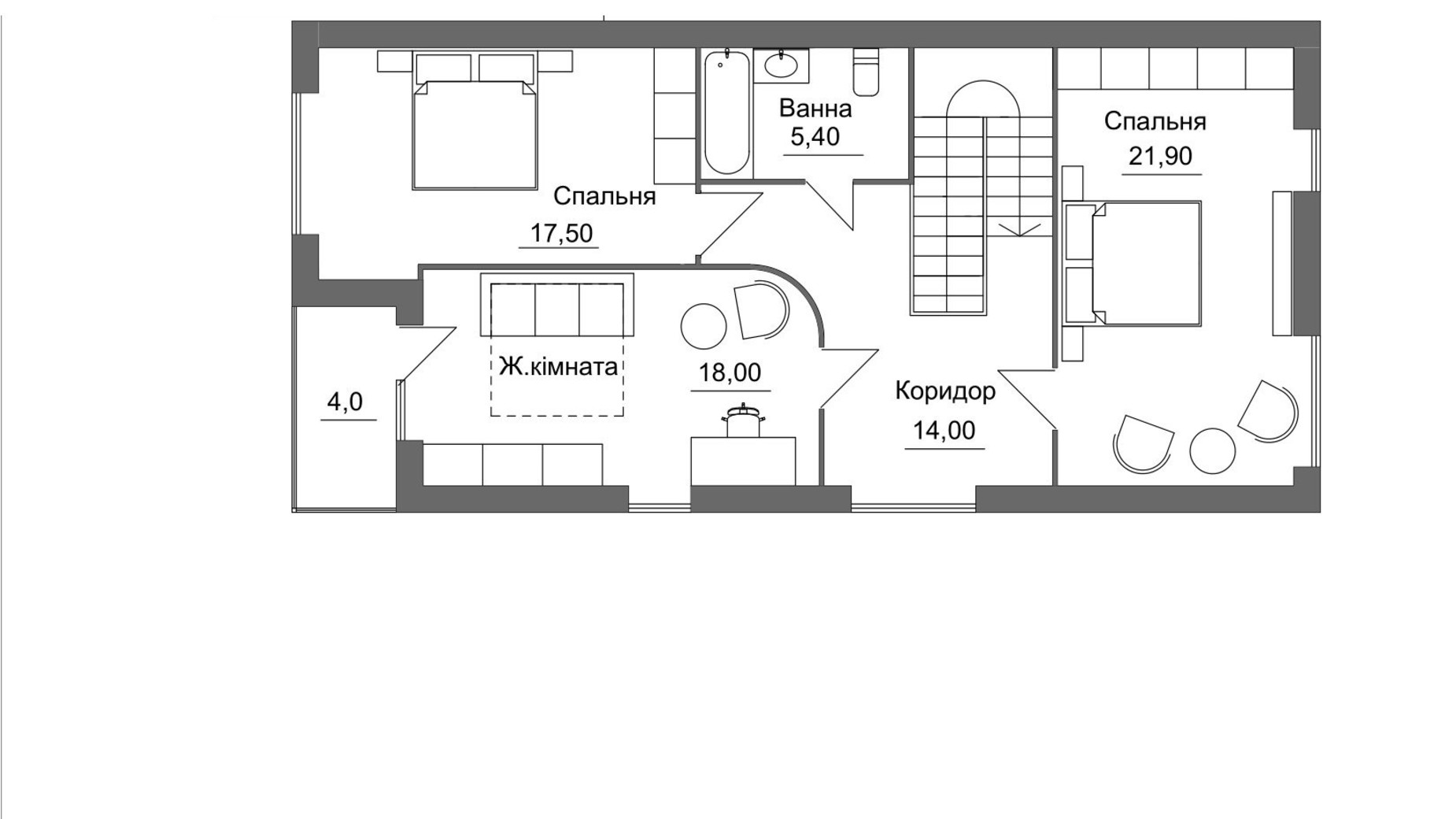 Планування дуплекса в КМ Гаї Гречинські 160 м², фото 640053