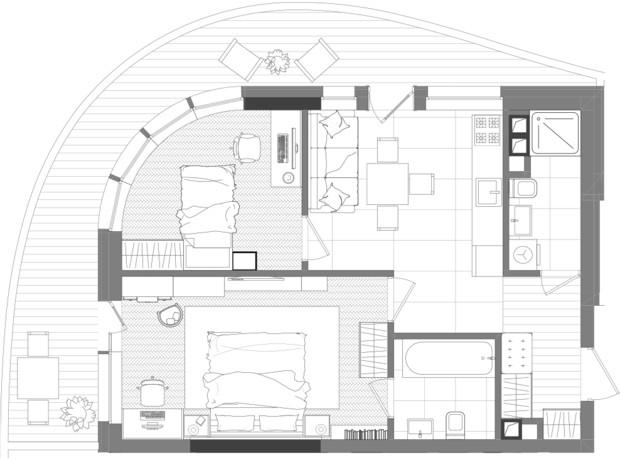 ЖК Creator City: планировка 2-комнатной квартиры 58.83 м²