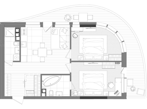 ЖК Creator City: планування 2-кімнатної квартири 71.32 м²