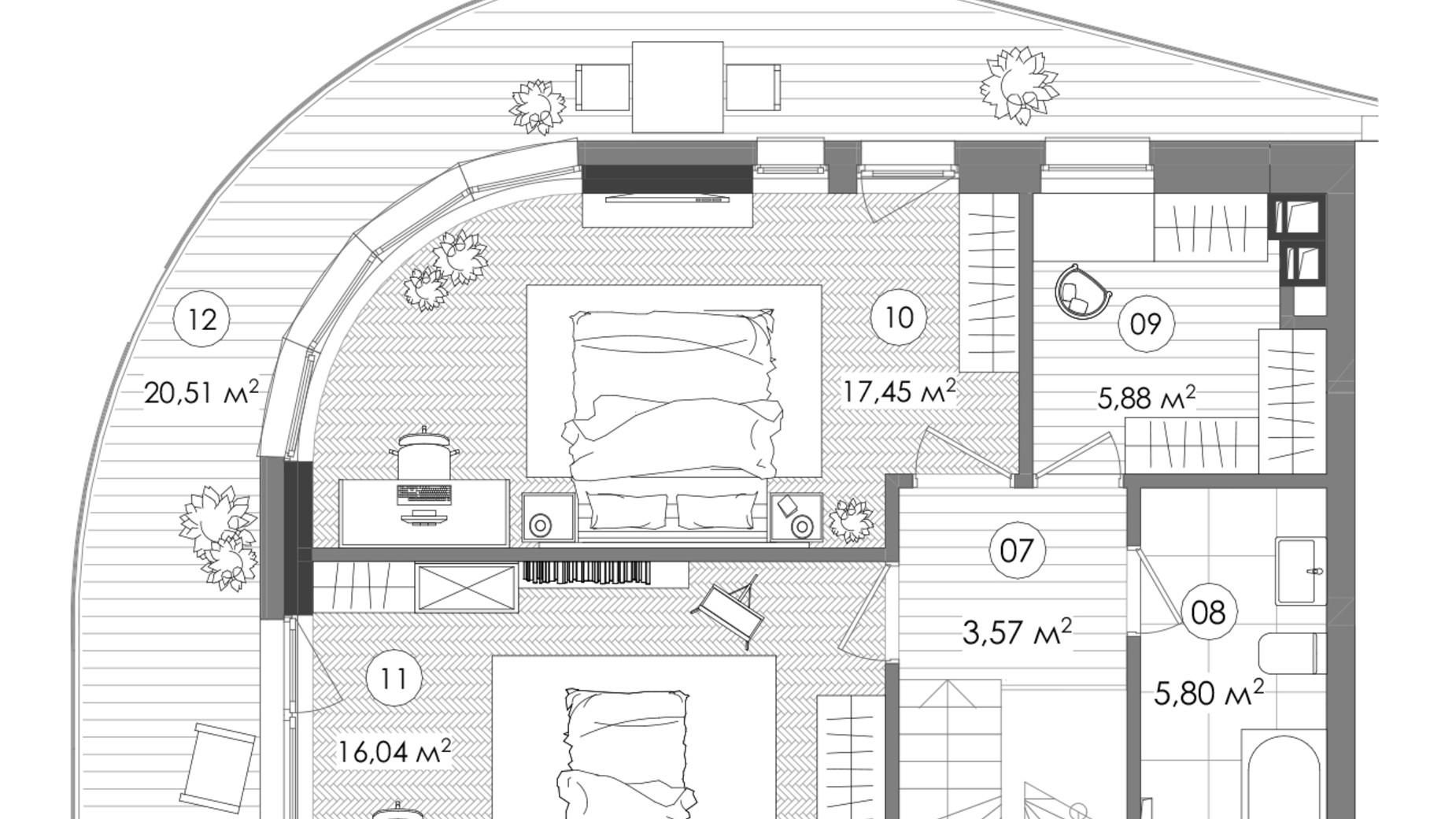 Планування 4-кімнатної квартири в ЖК Creator City 111.73 м², фото 640725