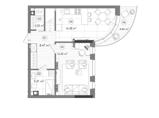 ЖК Creator City: планировка 3-комнатной квартиры 97.88 м²