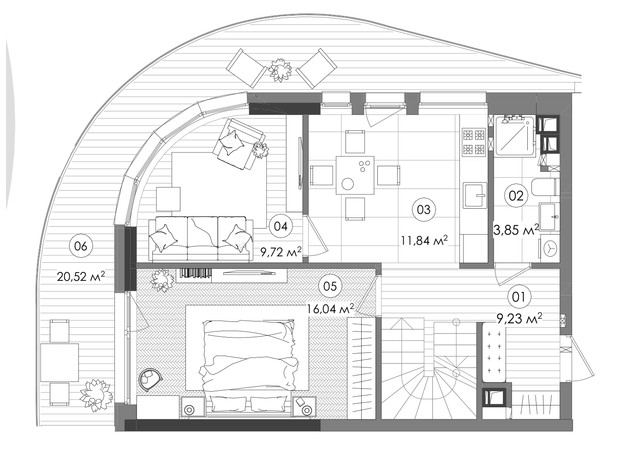 ЖК Creator City: планування 4-кімнатної квартири 111.73 м²